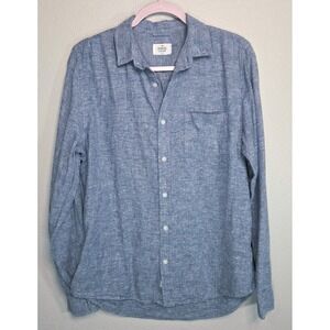 Marine Layer Hemp Blend Chambray Button Up Shirt Small Blue Coastal Casual